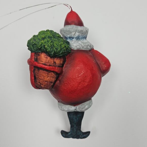 Rare Vintage Retired Dept 56 Santa Claus Ornament Round Hand Painted Skinny Legs - Picture 3 of 5